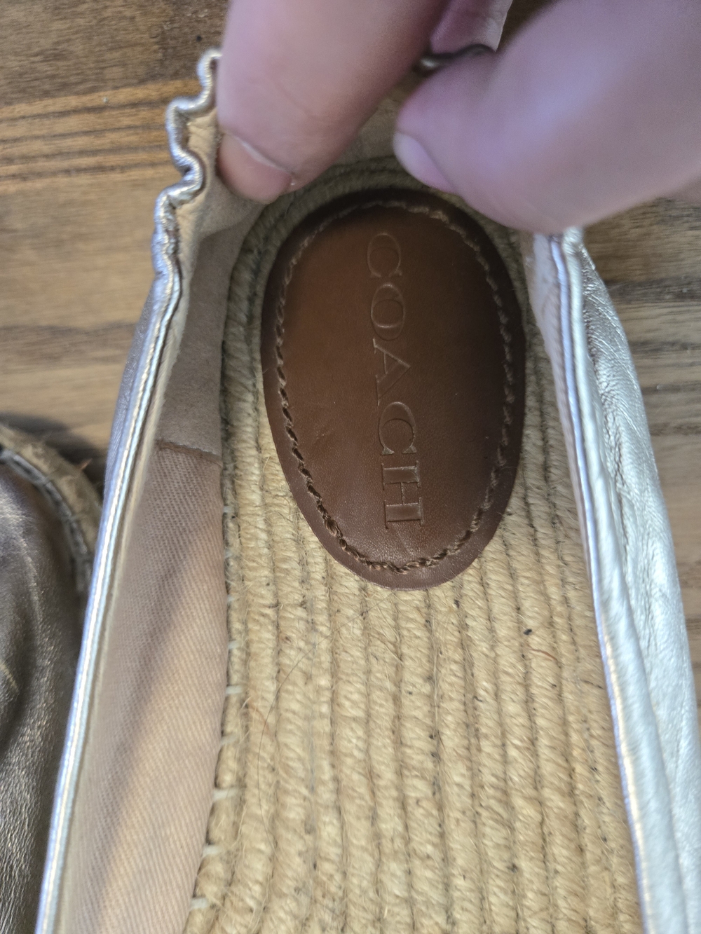 Coach Camryn Metallic Leather Espadrille Slip-on Size 10 - Picture 5 of 14